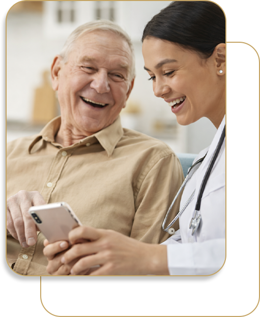 Senior with caregiver